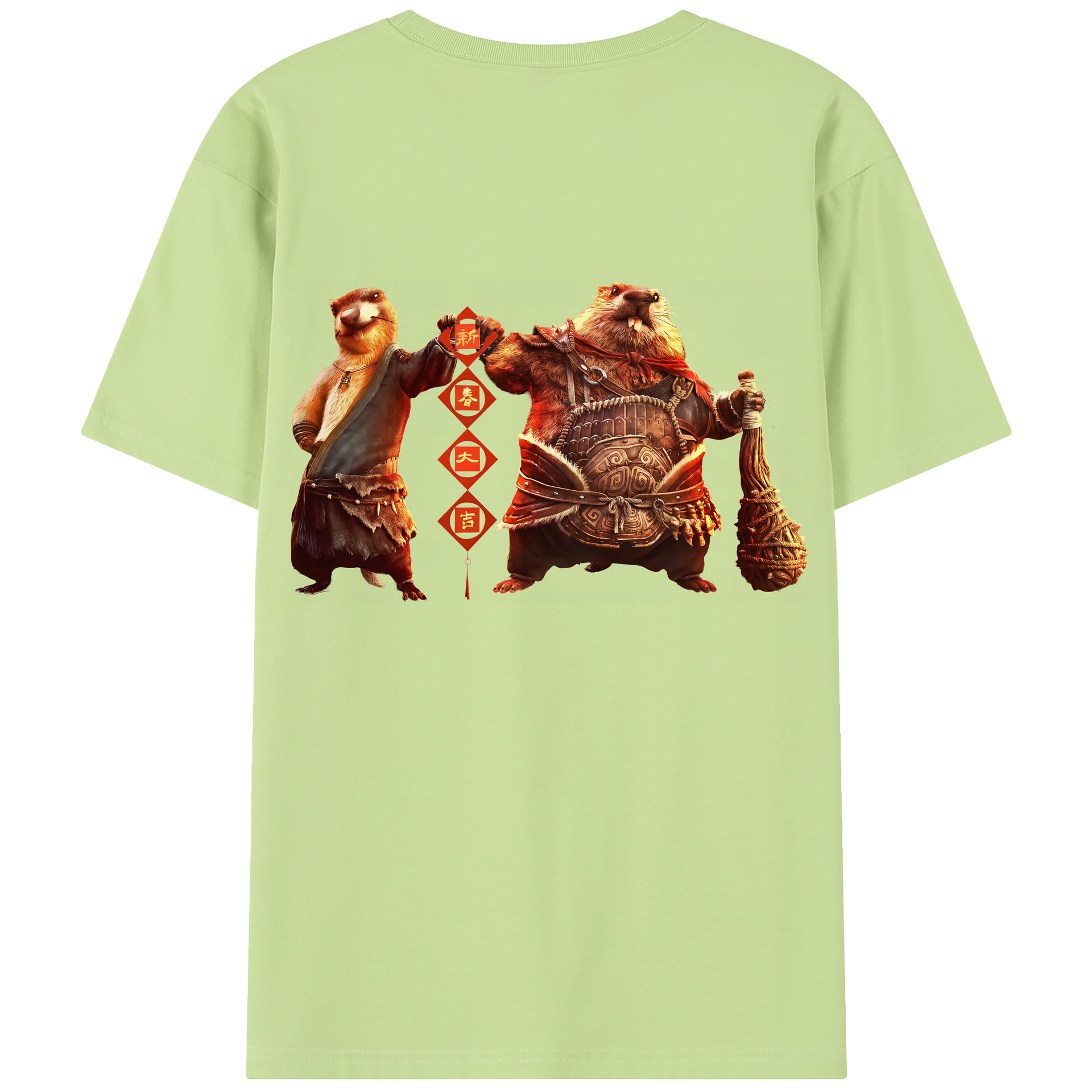 （画像用） Ne Zha 2 ナタ 魔童の大暴れ 綿100％半袖Tシャツ（背面プリント）